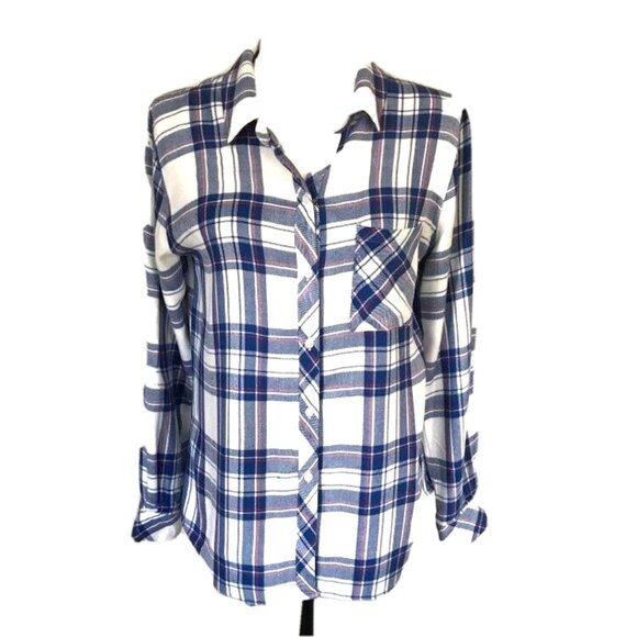 Rails Tops - RAILS Long Sleeve Shirt Size Small Button Up Hunter White Blue Raspberry Plaid